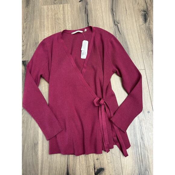 NEW SOFT SURROUNDINGS Size 1X Clare Wrap Pink Sparkle Ribbed Sweater Top - Picture 3 of 7